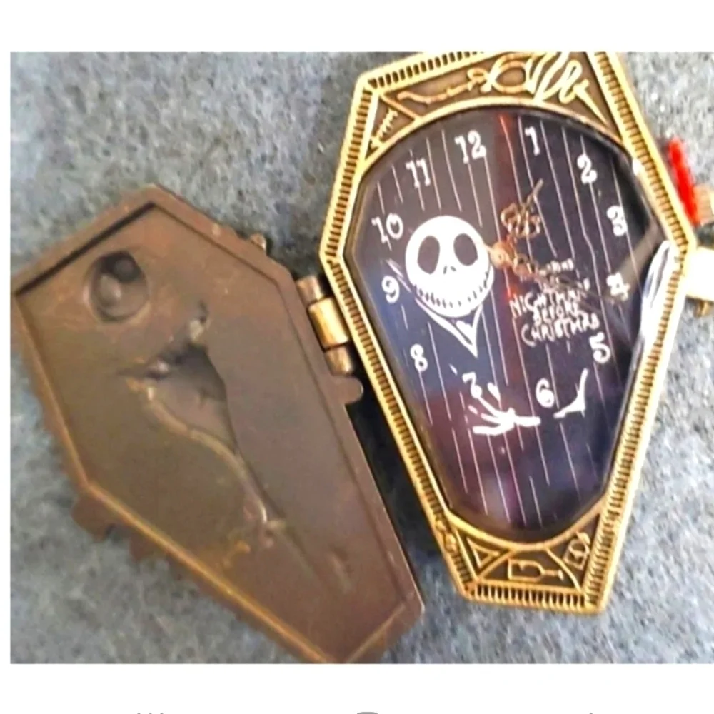Bronze Jack Skellington Geometric Coffin Pocket/Pendant Watch